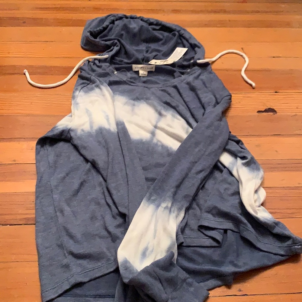 blue and white tie dye hoodie.